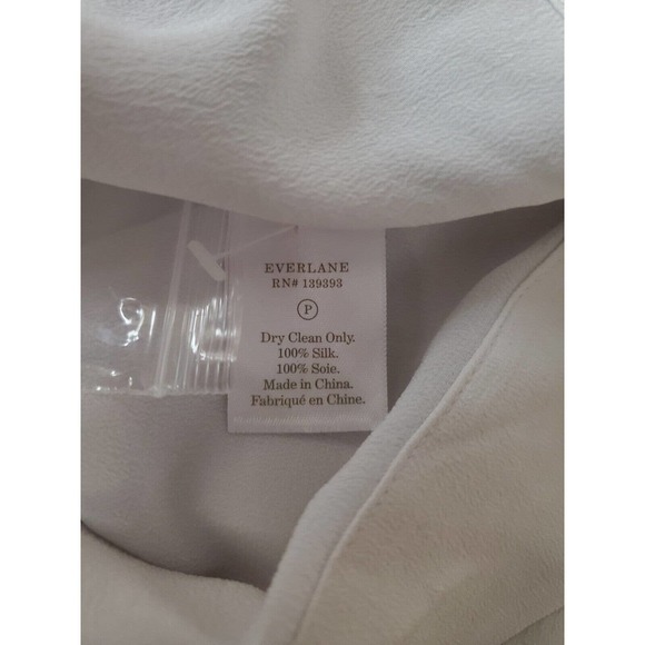 NWT Everlane 0 Womens The Clean Boatneck Blouse SILK top Gray White - Picture 9 of 11